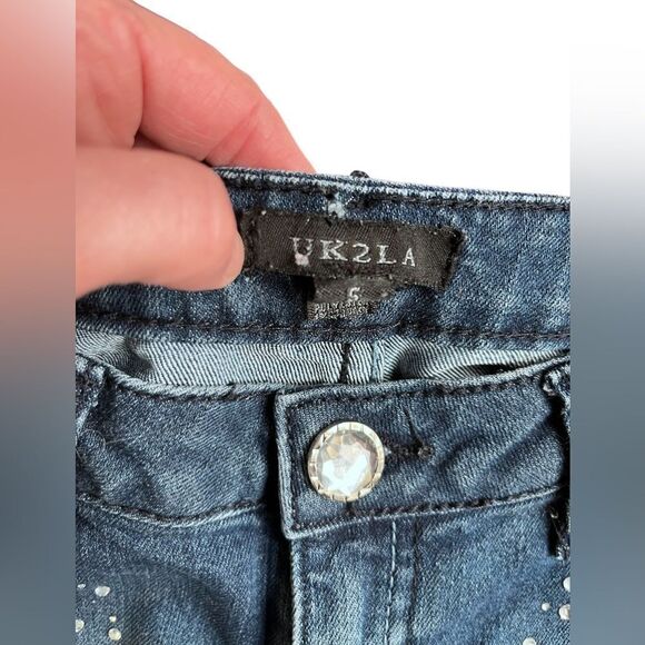 UK2LA Distressed Rhinestone Skinny Jeans Size 5 - Picture 4 of 6